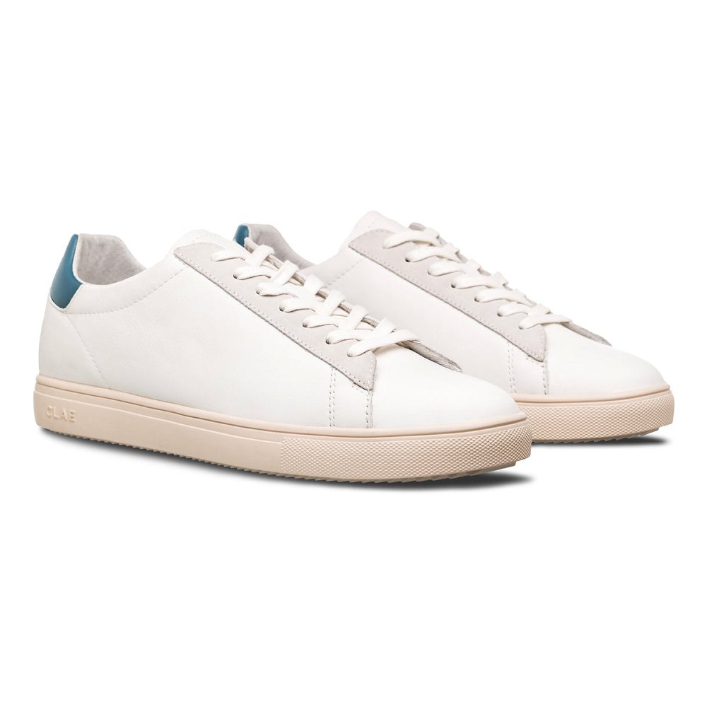 CLAE BRADLEY CALIFORNIA Shoes Mens USA350-M97 In White Leather Stellar Blue